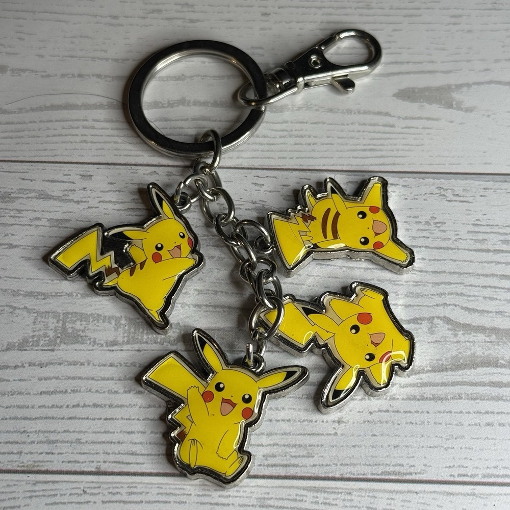 Nintendo Pokemon Pikachu Four Figures Metal Keychain Keyring Pendants 2016 Anime